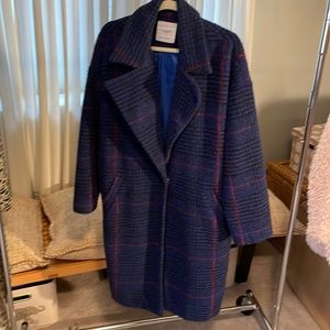 Mango checkered 34%wool blend coat